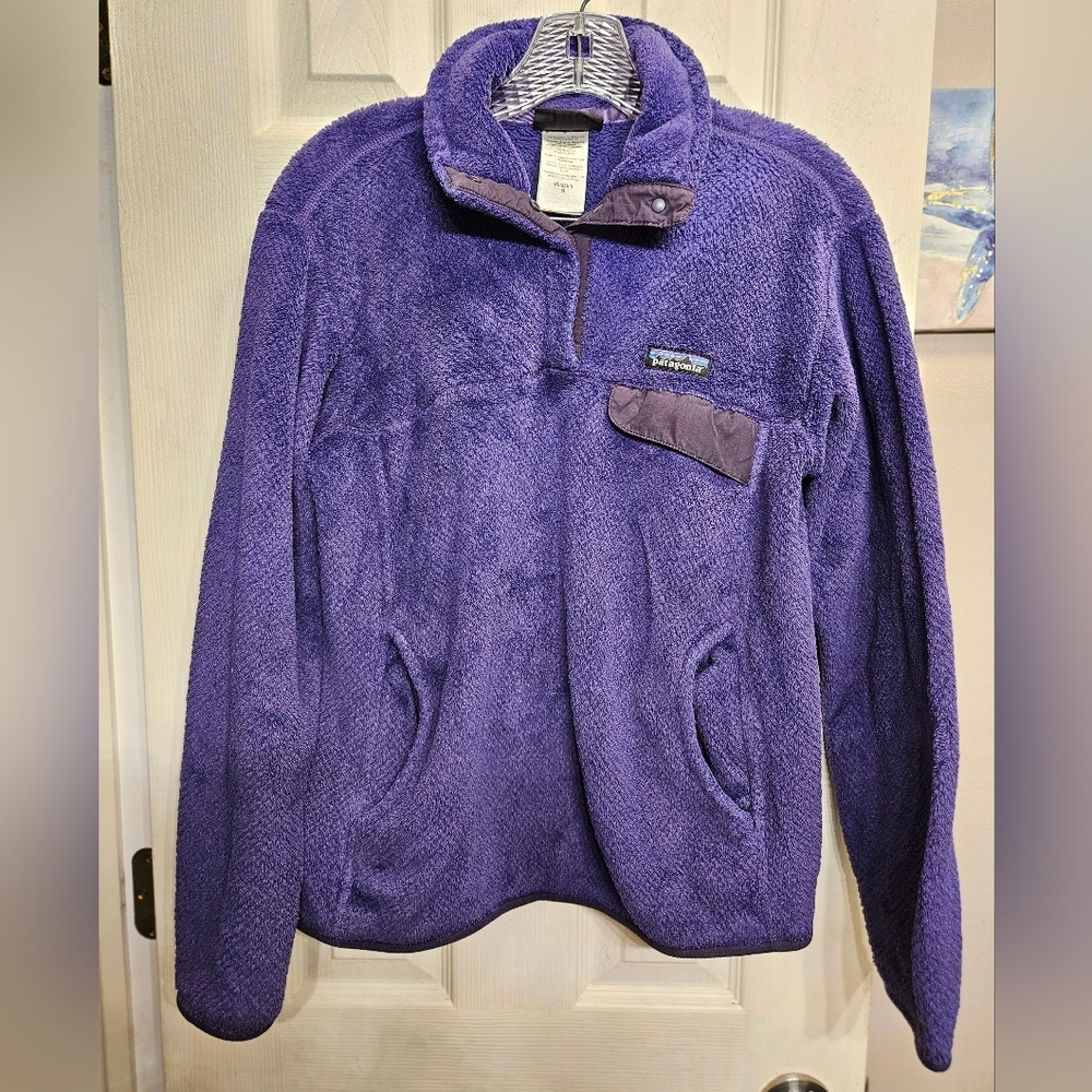 Patagonia Deep Purple Fleece Snap T pullover Sweater Sweatshirt Medium